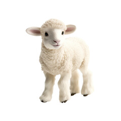 Fototapeta premium Adorable Lamb Standing PNG, Transparent Image without background, Concept of farm animals, springtime and innocence