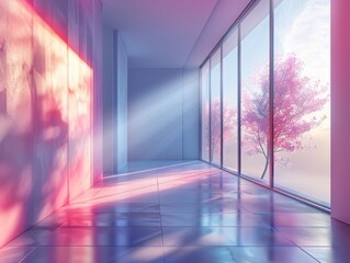 3d render of a interior with a wall