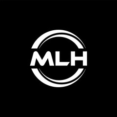 MLH letter logo design with black background in illustrator, vector logo modern alphabet font overlap style. calligraphy designs for logo, Poster, Invitation, etc.