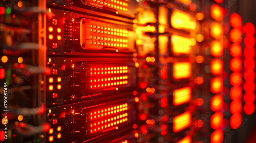 Poster server power: high-tech networking equipment in action, underpinning the digital infrastructure of m