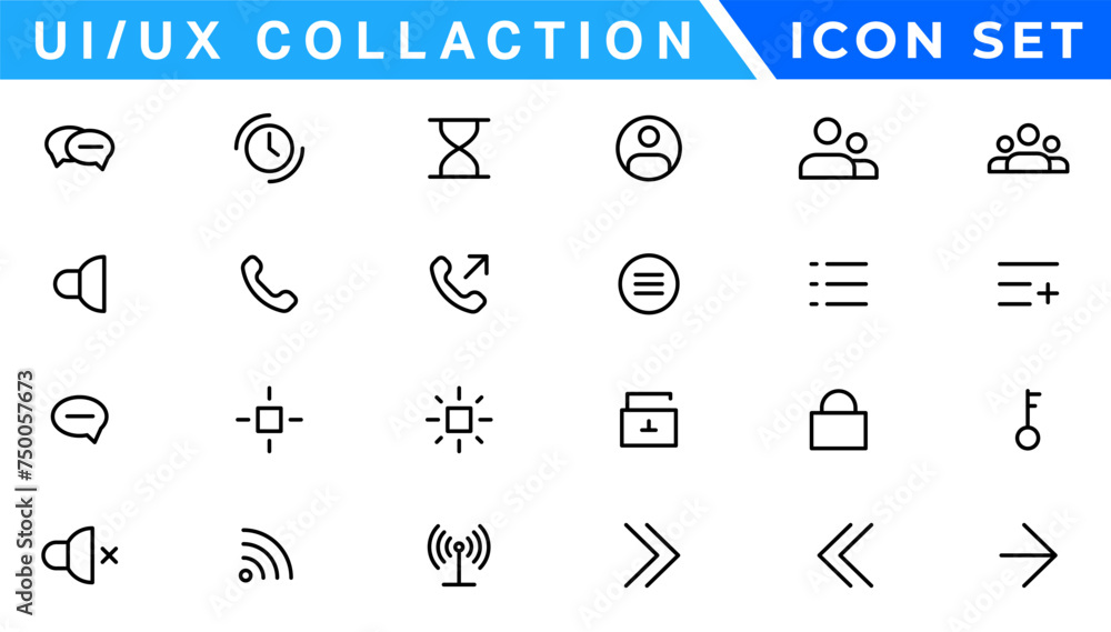 Poster user interface icons collection, basic ui ux icon set. set icon of user interface. vector illustrati