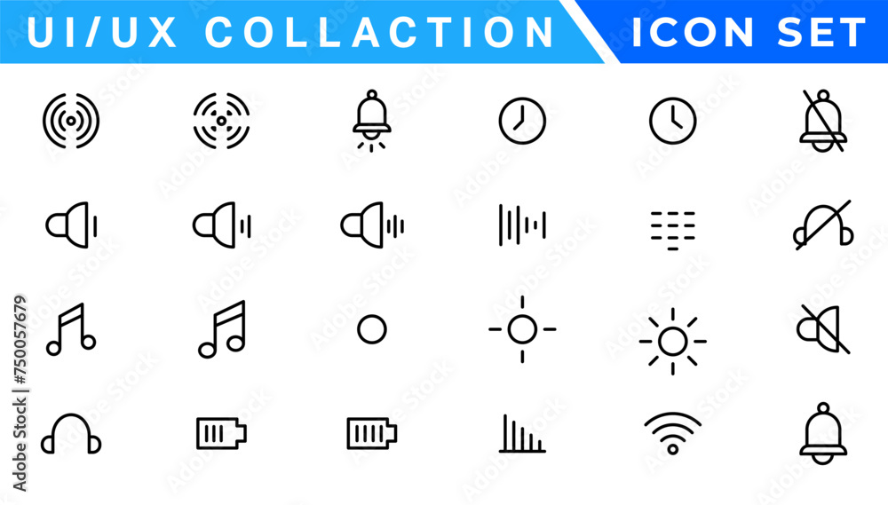 Poster user interface icons collection, basic ui ux icon set. set icon of user interface. vector illustrati