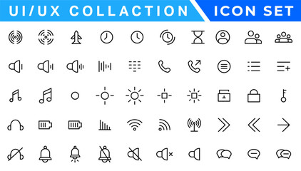 User Interface Icons Collection, Basic ui ux icon set. Set icon of user interface. Vector illustration. editable stroke