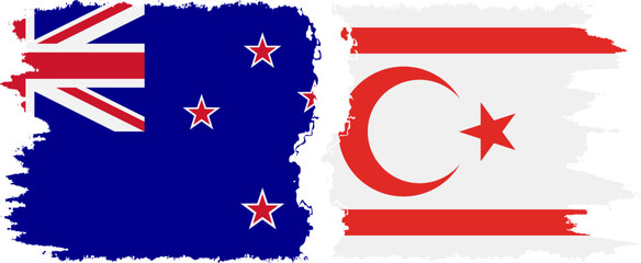 Turkish Republic of Northern Cyprus and New Zealand grunge flags conne