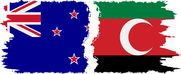 Darfur and New Zealand grunge flags connection vector