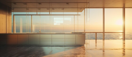 Room With Large Window Overlooking Ocean