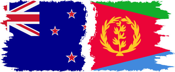 Eritrea and New Zealand grunge flags connection vector