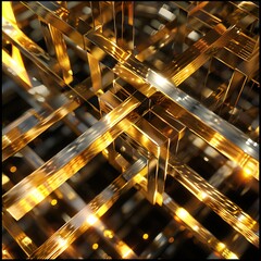 Creative text intertwined with images of golden bars.
