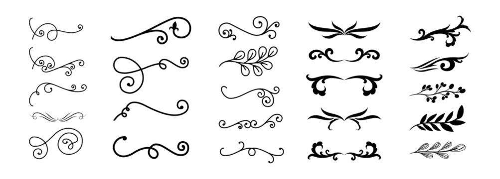 Dividers ornaments line style icon collection design vector