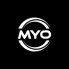 MYO letter logo design with black background in illustrator, vector logo modern alphabet font overlap style. calligraphy designs for logo, Poster, Invitation, etc.