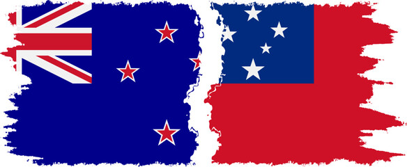 Independent State and New Zealand grunge flags connection vector
