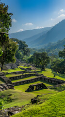 Spectacular Panoramic View of Historical Iximche Ruins Nestled in Guatemala's Lush Mountains