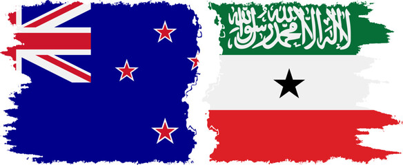 Somaliland and New Zealand grunge flags connection vector