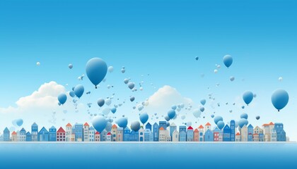 Hot Air Balloons Soar Over City