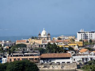 Fototapeta na wymiar View from Barajas Fort on the city of Cartagena, Colombia