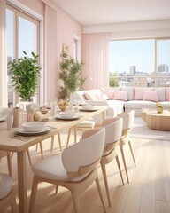 Modern Dining Room With Table and Chairs