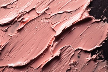 Close up acrylic paint or cosmetic brush strokes of creamy texture neatly smeared on a dark background	
