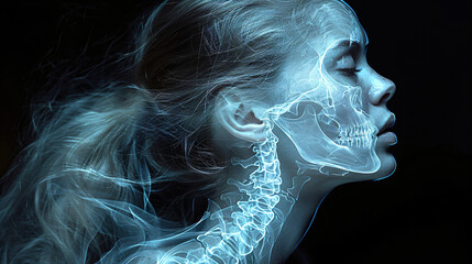 x-rayed face of a woman