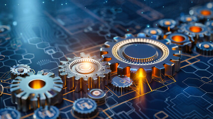 Quantum Computing Concept, Abstract Digital Circuit Board Design, Futuristic Technology and Artificial Intelligence