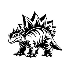 Silhouette of a Stegosaurus dinosaur, black silhouette on white background, editable svg, generated with AI