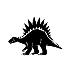 Fototapeta premium Silhouette of a Stegosaurus dinosaur, black silhouette on white background, editable svg, generated with AI