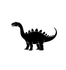 Silhouette of a Stegosaurus dinosaur, black silhouette on white background, editable svg, generated with AI