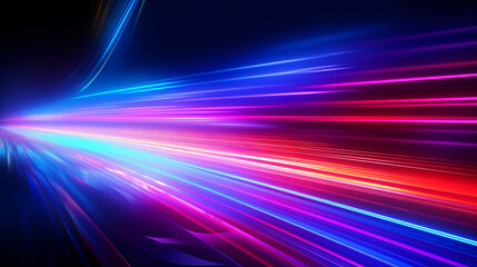 Fototapeta na wymiar Neon color glowing lines background high speed