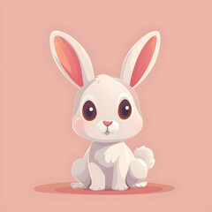 Cute cartoon of Easter bunny rabbit on background.