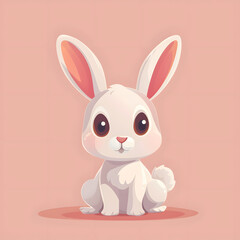 Obraz premium Cute cartoon of Easter bunny rabbit on background.