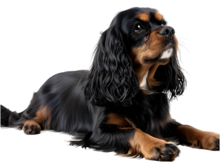 Cavalier King Charles Spaniel staying on white backgrounds