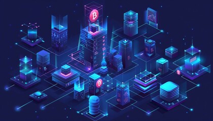 Blockchain Technology and Decentralized Systems, blockchain technology and decentralized systems in a digital society with an image displaying distributed ledgers, AI - obrazy, fototapety, plakaty