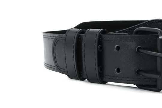black leather Weight lifting Belt isolated 