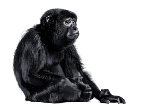 Captive howler monkey(Alouatta sp) staring into the distance
