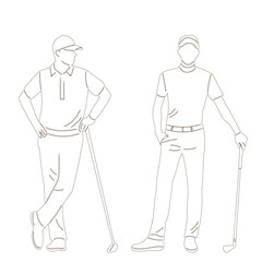 men playing golf sketch, on white background vector
