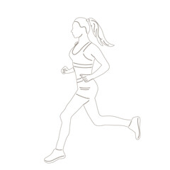 Fototapeta na wymiar woman running sketch, on white background vector