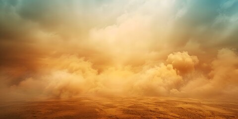 Fototapeta na wymiar Tranquil desert scene with swirling sandstorm and expansive cloudy sky backdrop. Concept Desert Landscape, Sandstorm Aesthetics, Expansive Cloudy Sky, Tranquil Scene, Nature Photography