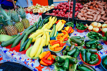 A vegetable and fruit market in the United States