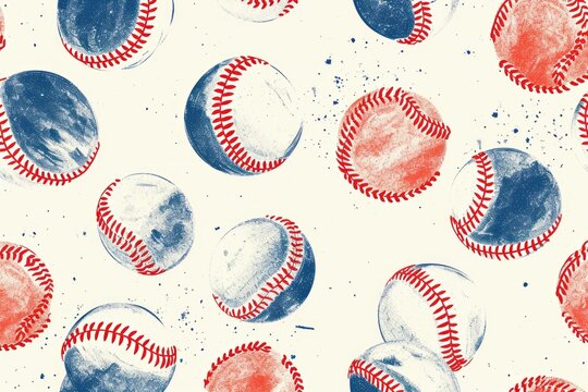 Seamless illustration of american baseball ball, sport theme suitable for greeting card, header, website, flyers preparation for Championship Game