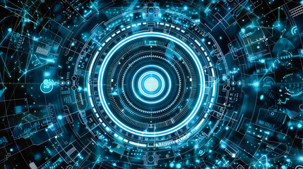 Networked Future: Abstract Digital Design Illustrating the Complexity of Cyber Connections and Technological Advancements