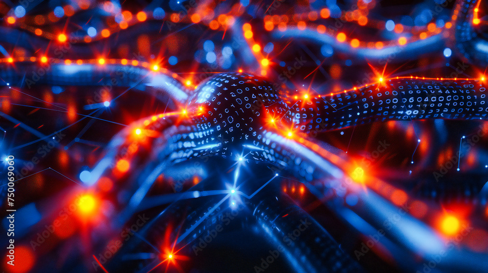 Poster network of future technology: abstract blue lines and cyber patterns, symbolizing digital connectivi