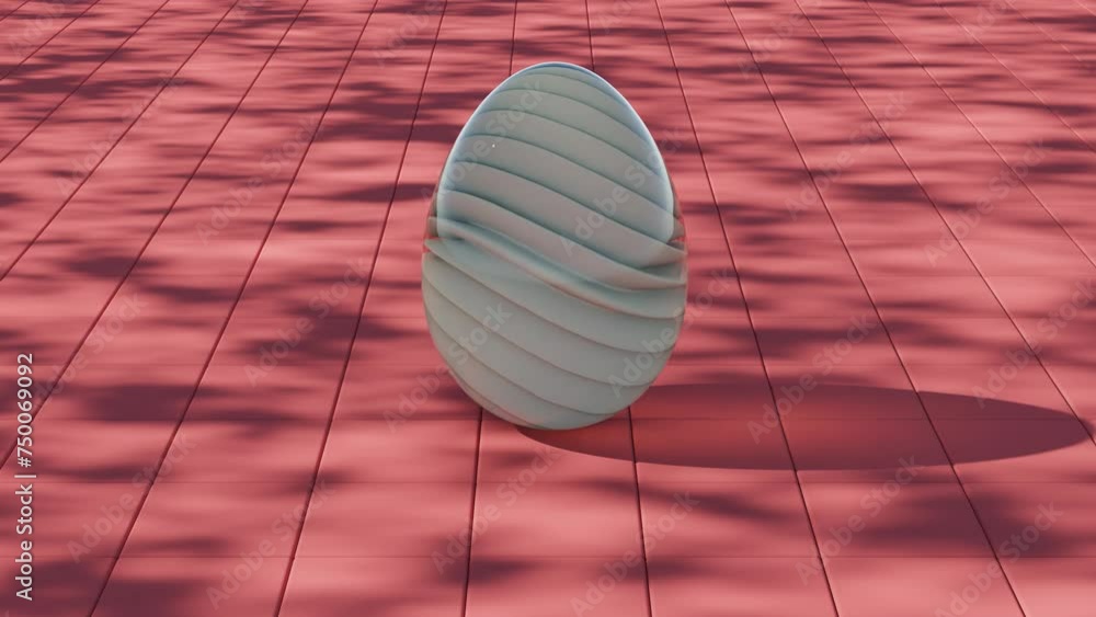 Poster 3d minimalist easter egg design with a glass texture and retro wave elements, merging classic holida