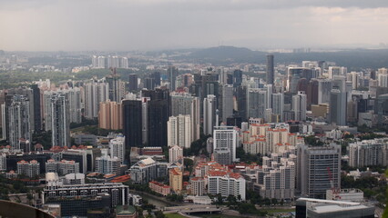 Fototapeta na wymiar Singapore's high rise and skyline from above
