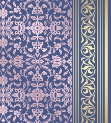 wedding card design, traditional paisley floral pattern , royal India	