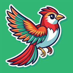 A beautiful sticker bird colorful vector illustration