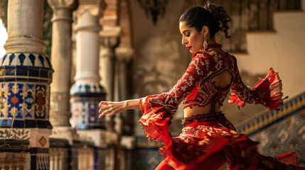 Lively flamenco dance in Seville, passion and tradition in every step - obrazy, fototapety, plakaty