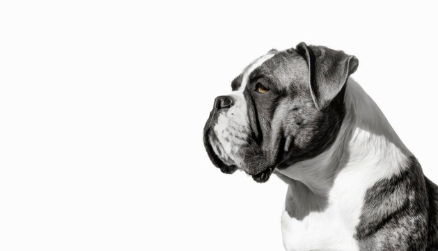 Bulldog portrait, close-up of muzzle, isolated over white