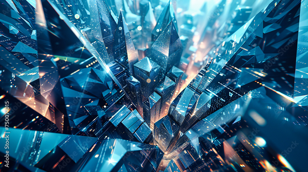 Poster neon fractal universe: abstract futuristic background with bright lines and geometric shapes, explor
