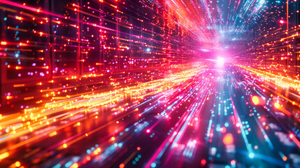 Naklejka premium Neon Future: Abstract Technological Background, Symbolizing the Intersection of Digital Innovation and Futuristic Visions