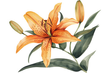 Lily Flowers watercolor illustration painting botanical art.