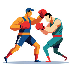 Boxing minimal Vintage color vector illustration